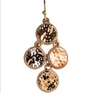 Shiny Gold Four Dotted Edge Textured Disc Earring
